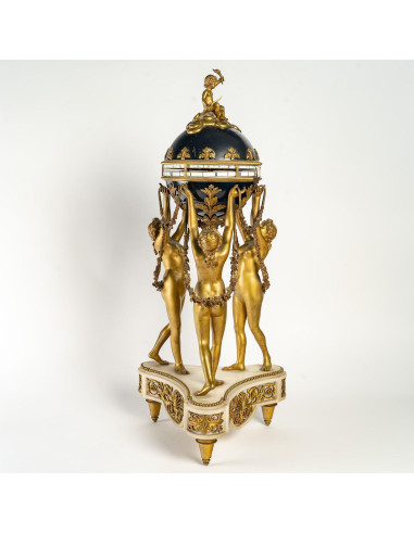 Gilt and Enameled Bronze Clock, White...
