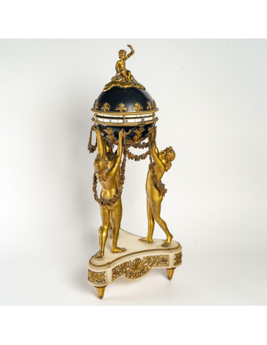 Gilt and Enameled Bronze Clock, White...