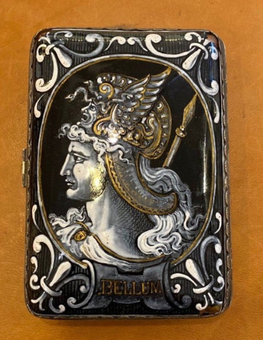Kartenhalter aus emailliertem Silber,...