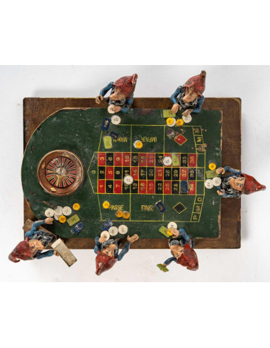 来自维也纳的青铜雕塑，"Les Nains à la Roulette" 。