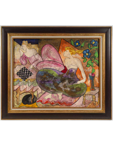 板上油画，署名 "Linda Le Kinff"，Mathilde et...