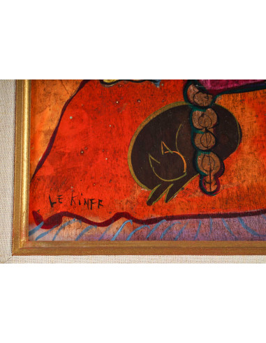 面板油画，署名 "Linda Le Kinff"。