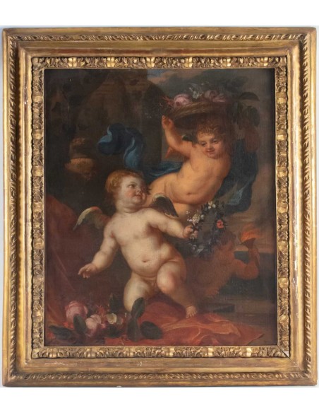 油漆,Flemish, 17世纪,代表三个亲人。.