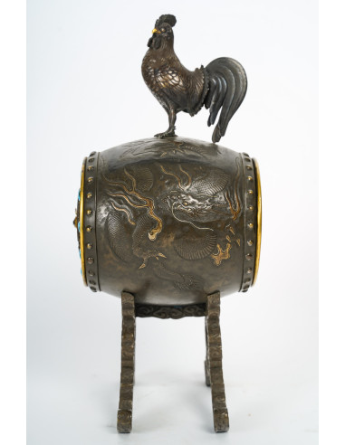19th century Chinese bronze clock,...