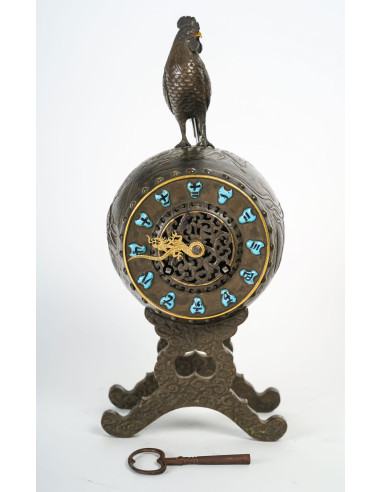19th century Chinese bronze clock,...