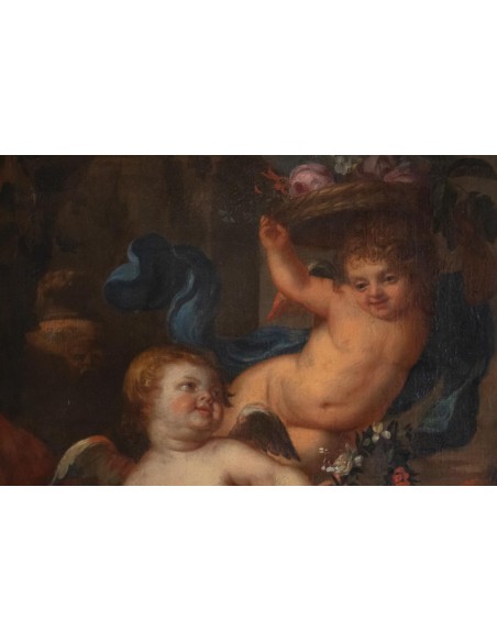 油漆,Flemish, 17世纪,代表三个亲人。.