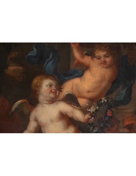 油漆,Flemish, 17世纪,代表三个亲人。.