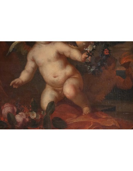 油漆,Flemish, 17世纪,代表三个亲人。.