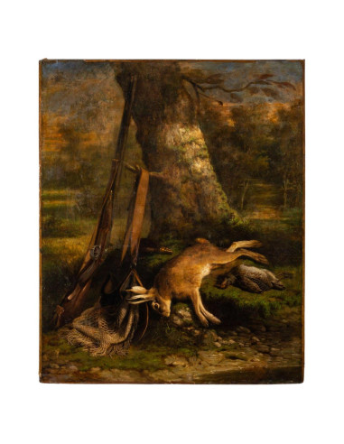狩猎画，署名路易-皮卡尔，1850 年 .