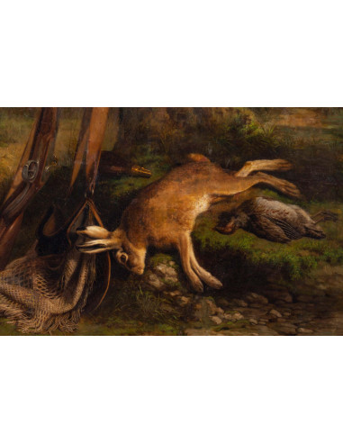 狩猎画，署名路易-皮卡尔，1850 年 .