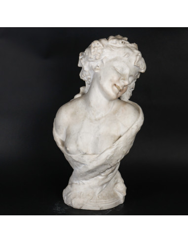 Marble bust signed by Clodion, Art...
