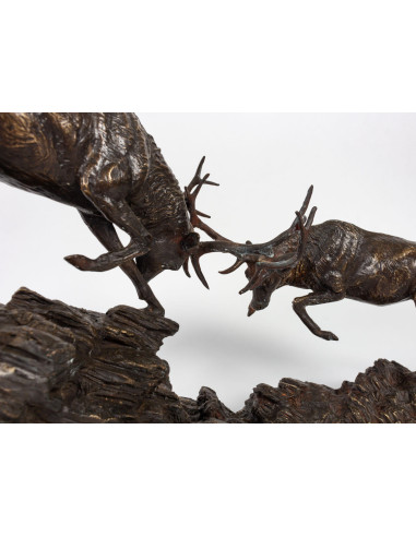 Bronzen beeld van de Stag Fight.