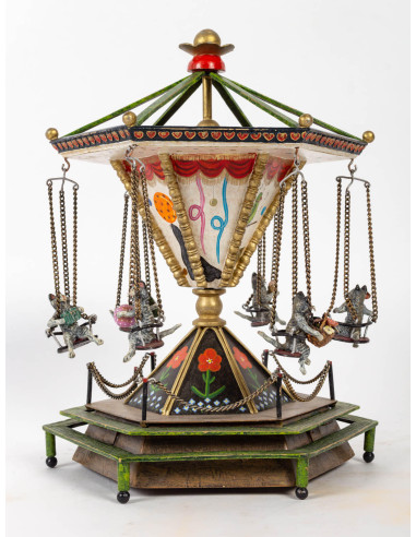 Musical Enameled Bronze Carousel,...