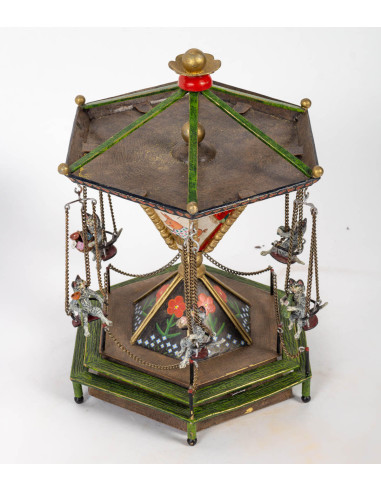 Musical Enamelled Bronze Carrousel,...
