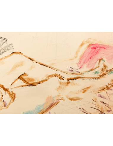 伊夫琳-卢兹（Evelyne Luez）20 世纪在纸板上的绘画作品。