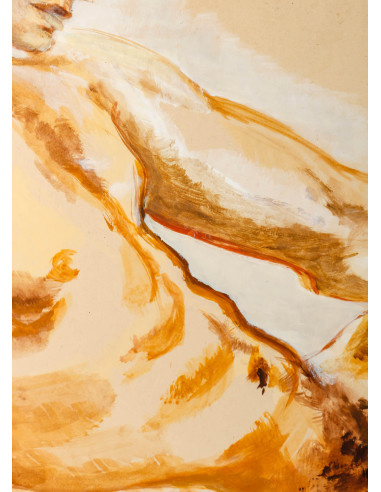 20 世纪 Evelyne Luez 在纸板上的绘画作品。