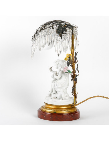 Lampe de Table en Biscuit et Bronze...