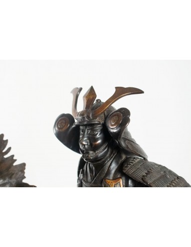 Importante scultura in bronzo, samurai, japon, 1925, base in onice, smontabile