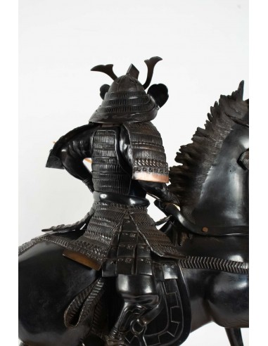 Importante scultura in bronzo, samurai, japon, 1925, base in onice, smontabile