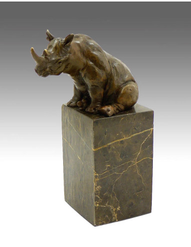青铜犀牛雕塑，当代作品，21 世纪。