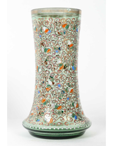 珐琅彩绘 Moser 水晶橙汁杯，19 世纪。