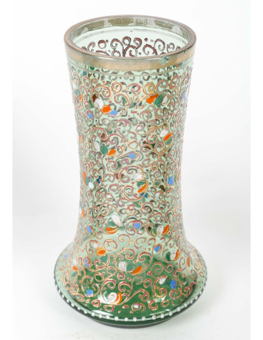 珐琅彩绘 Moser 水晶橙汁杯，19 世纪。