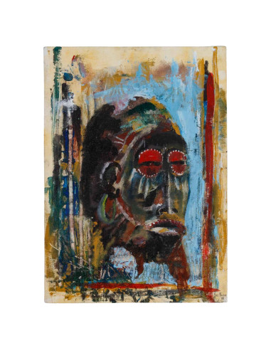油画，伊夫-法博斯的非洲面具绘画。