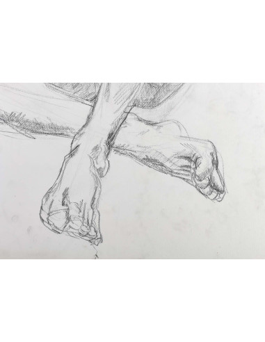 纸上素描，《裸体男子研究》，20 世纪。