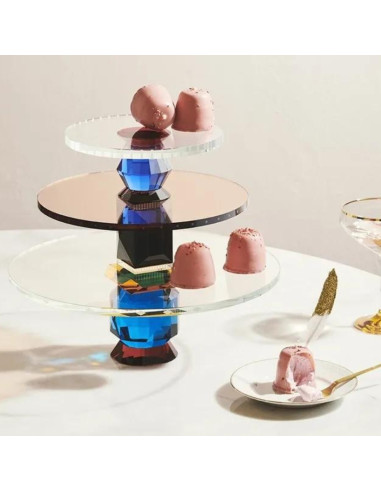 三层圆形水晶托盘，OMA 模型，21 世纪。