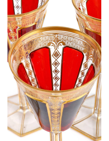 5 copas de cristal de Bohemia, siglo...
