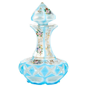 Blue enamelled opaline...