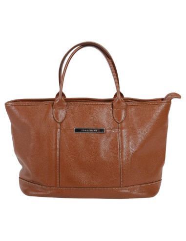 手提包，Longchamp，棕色粒面皮，20 世纪。
