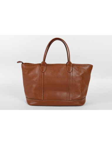 手提包，Longchamp，棕色粒面皮，20 世纪。