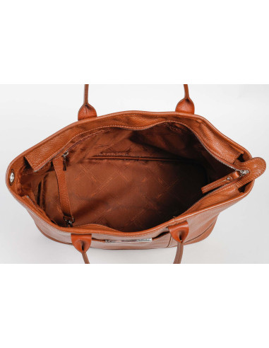 手提包，Longchamp，棕色粒面皮，20 世纪。