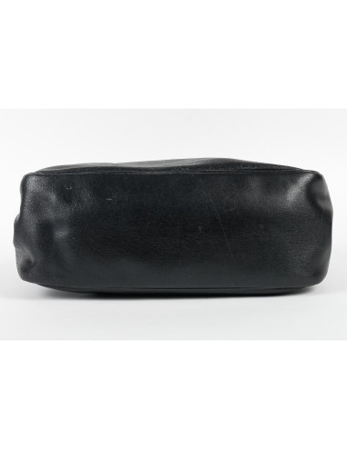 古董手提包，Longchamp，黑色皮革，20 世纪。