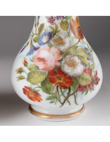 Paire de Vases en Opaline Peinte de...