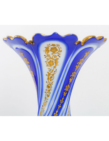Gold-enameled Opaline Overlay vase,...
