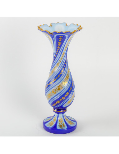 Gold-enameled Opaline Overlay vase,...