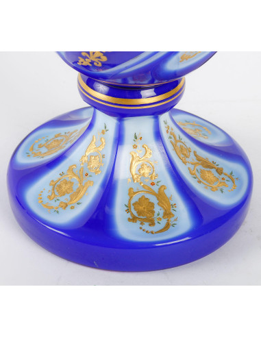 Gold-enameled Opaline Overlay vase,...
