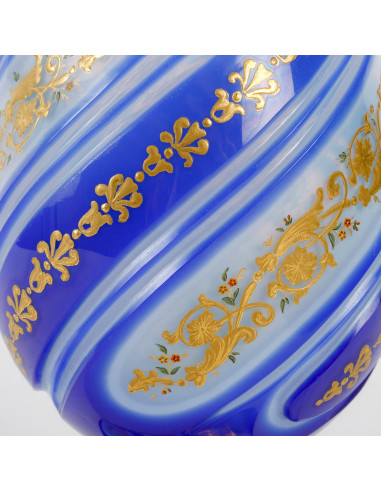 Gold-enameled Opaline Overlay vase,...