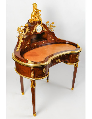 红木、乌金和青铜雕刻的罗格农书桌，Grande Décoration。