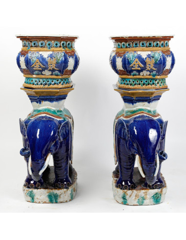 Paire de Jardinière, Eléphants en...