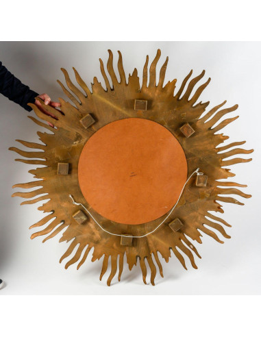 Gran espejo sunburst de madera...
