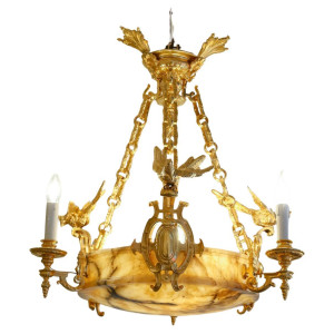 Lustre em bronze dourado e...