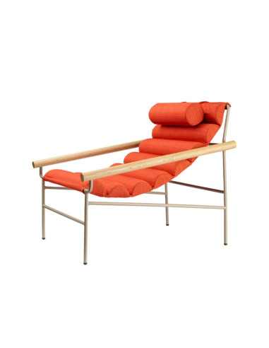Wave-shaped terracotta-colored armchair