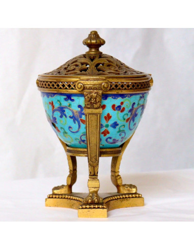 Brûle-parfum en Bronze et Cloisonné...