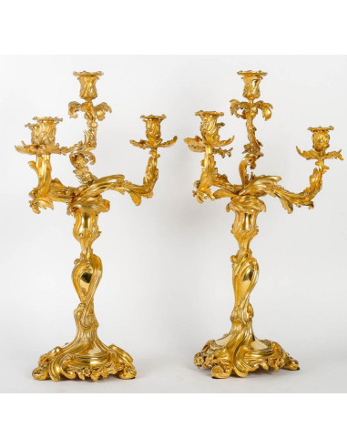 Paire de Grands Candélabres en Bronze...
