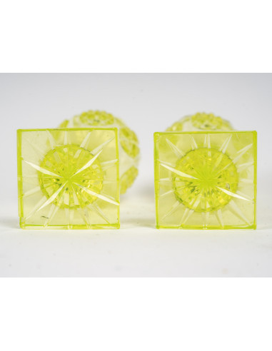 Garrafa e 2 copos em cristal amarelo...