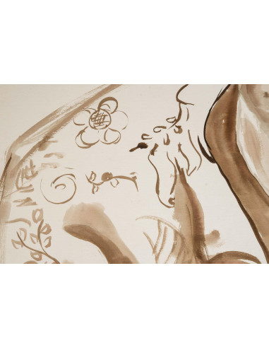 纸上水彩画，非洲妇女肖像，20 世纪。