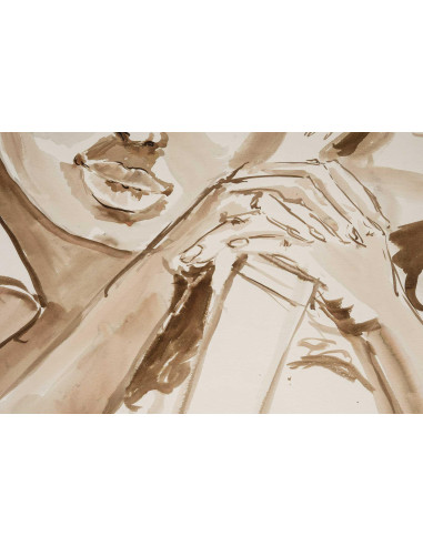 纸上水彩画，非洲妇女肖像，20 世纪。